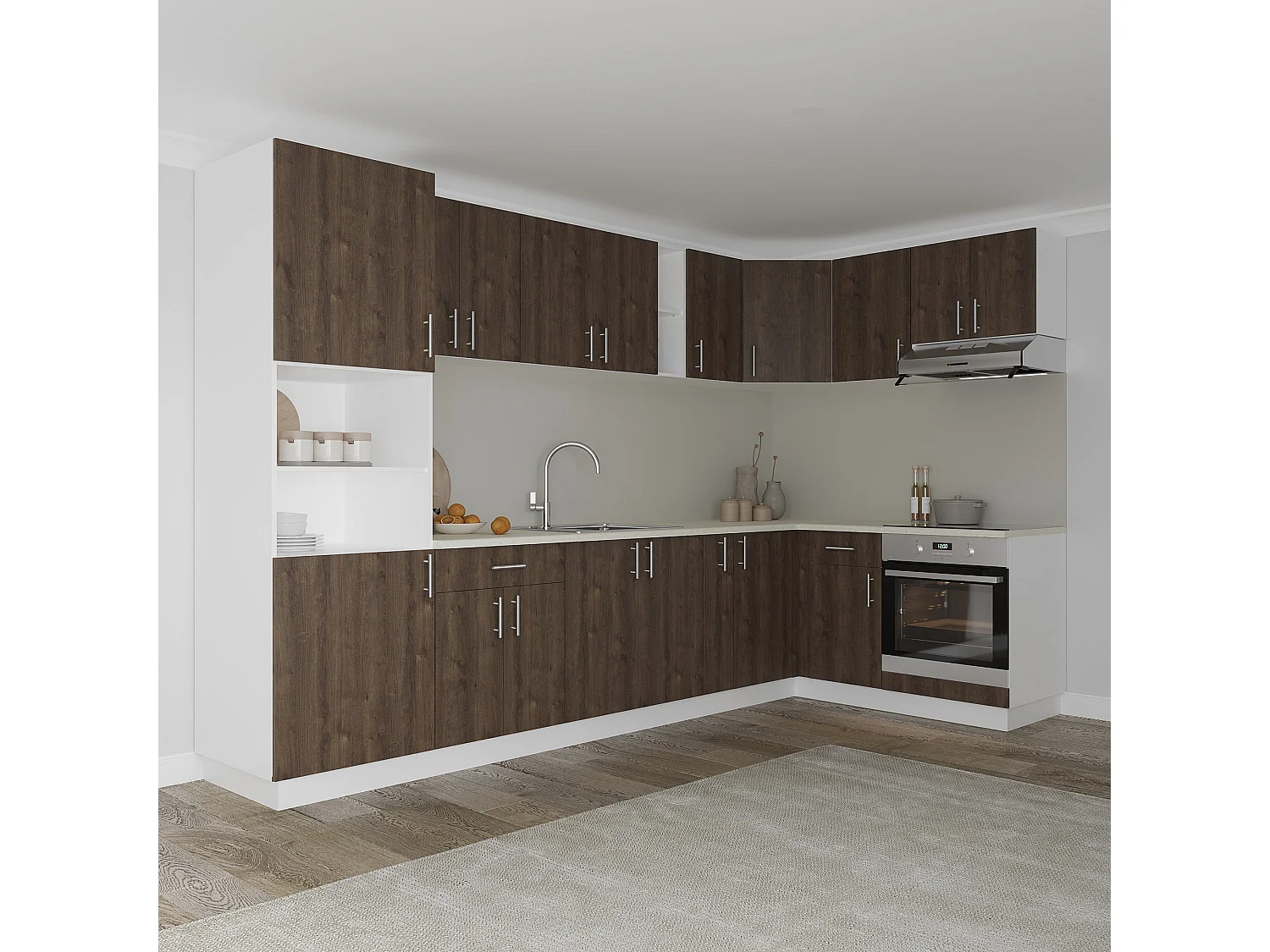 Mobile colonna haaus Karo, 2 ante, con spazio forno, Rovere Bronzo/Bianco, 60 x 57 x 210 cm