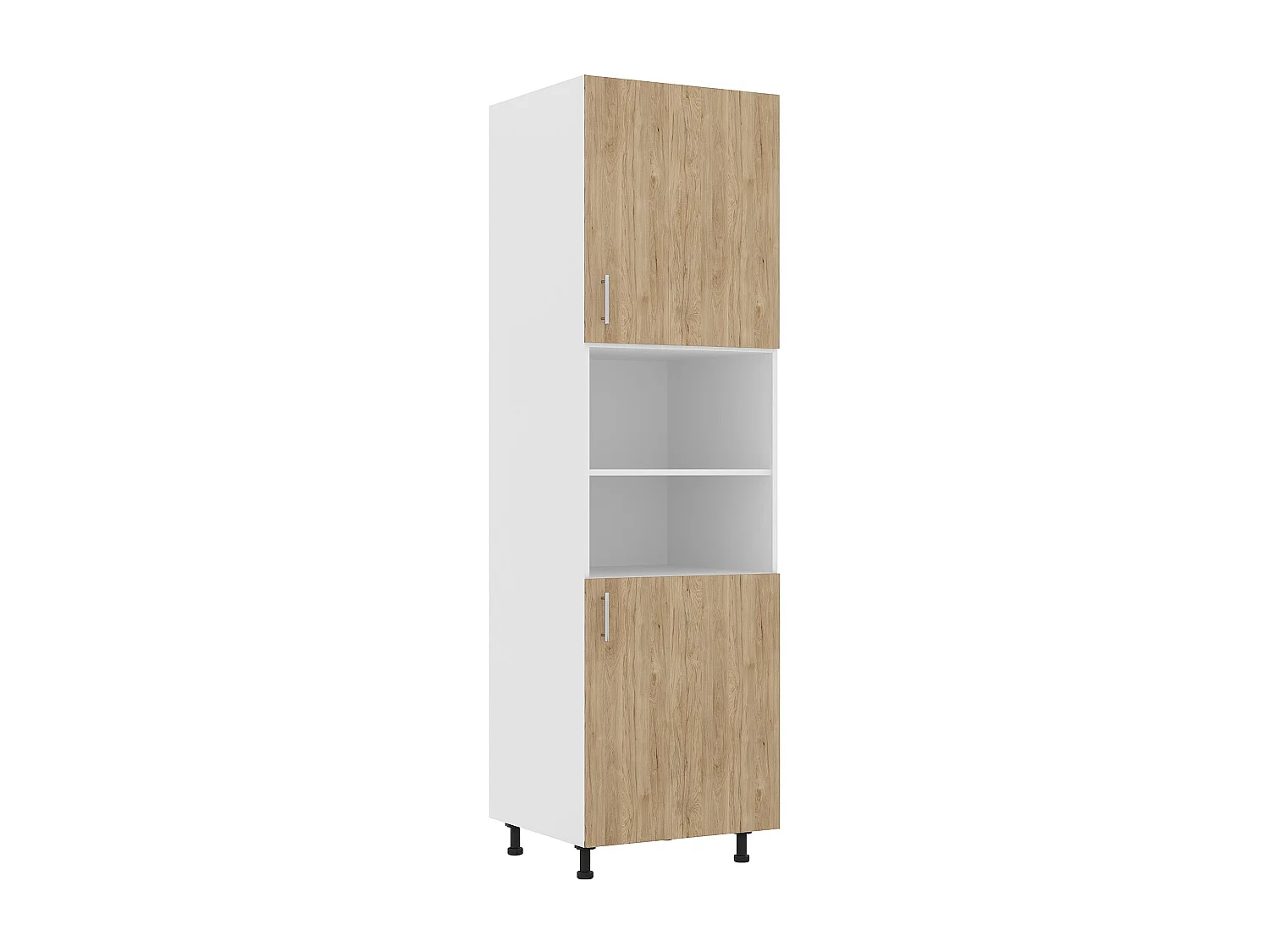 Mobile colonna haaus Karo, 2 ante, con spazio forno, Legno Naturale/Bianco, 60 x 57 x 210 cm