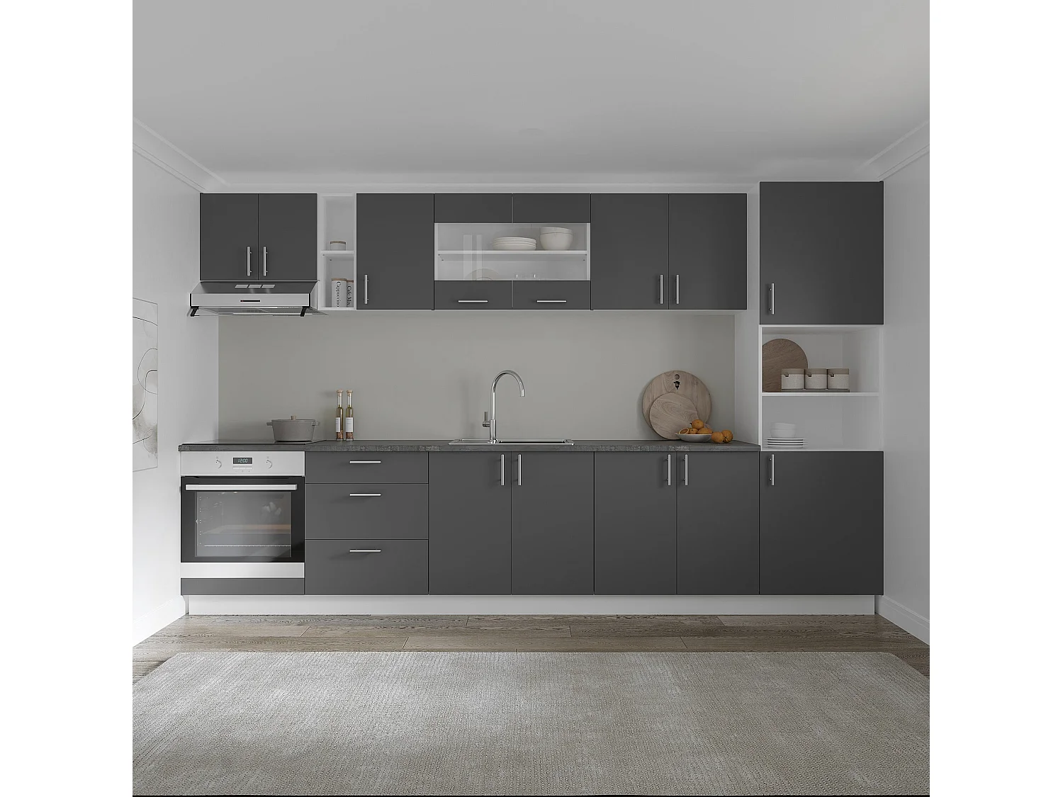 Mueble alto Karo haaus, 2 puertas, Antracita/Blanco, 80 x 30 x 60 cm