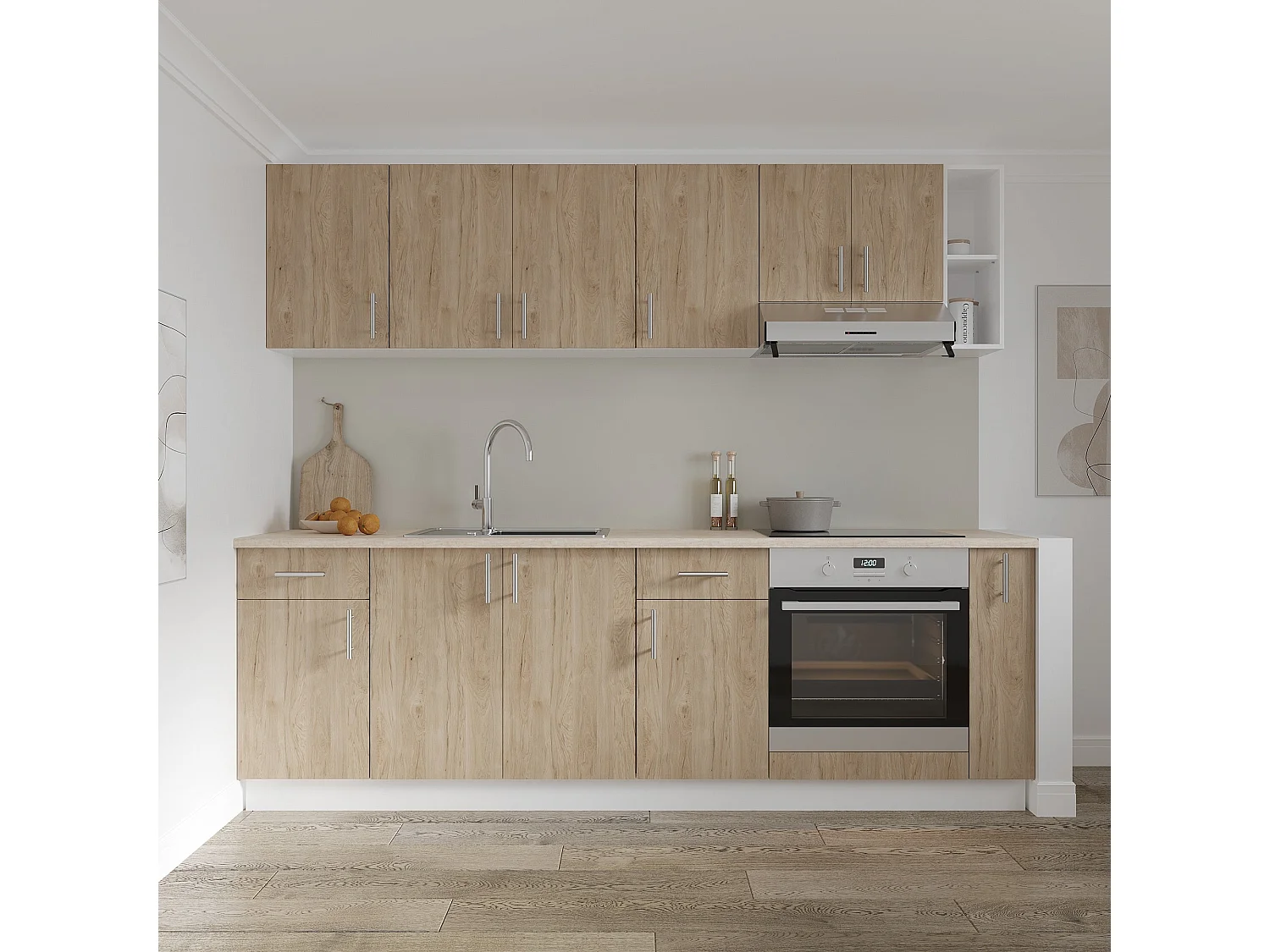 Tapa trampa Karo haaus, 2 puertas, Madera natural/Blanco, 80 x 50 x 80 cm