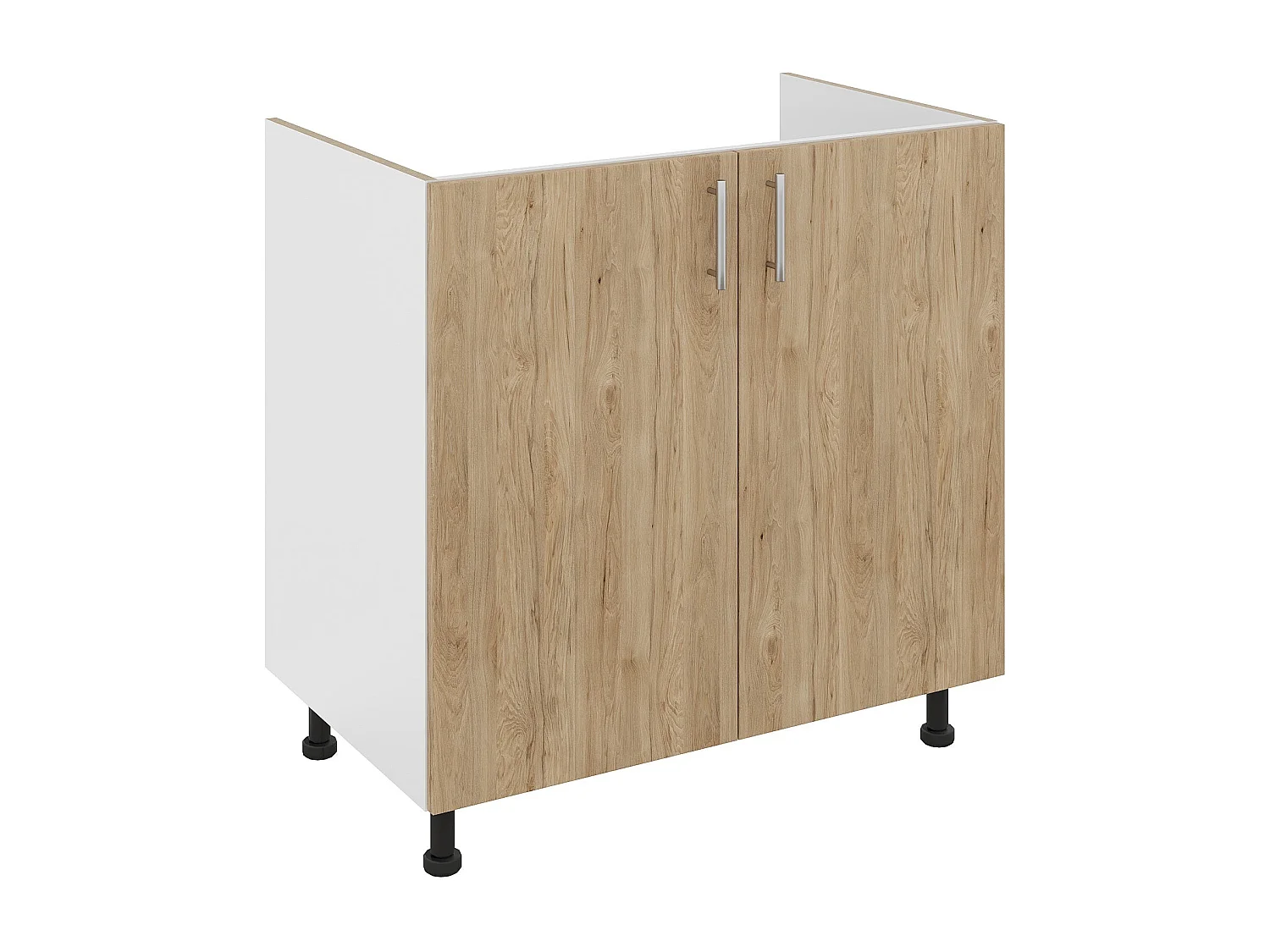 Spülenschrank Karo, 2 Türen, Naturholz/Weiß, 80 x 50 x 80 cm