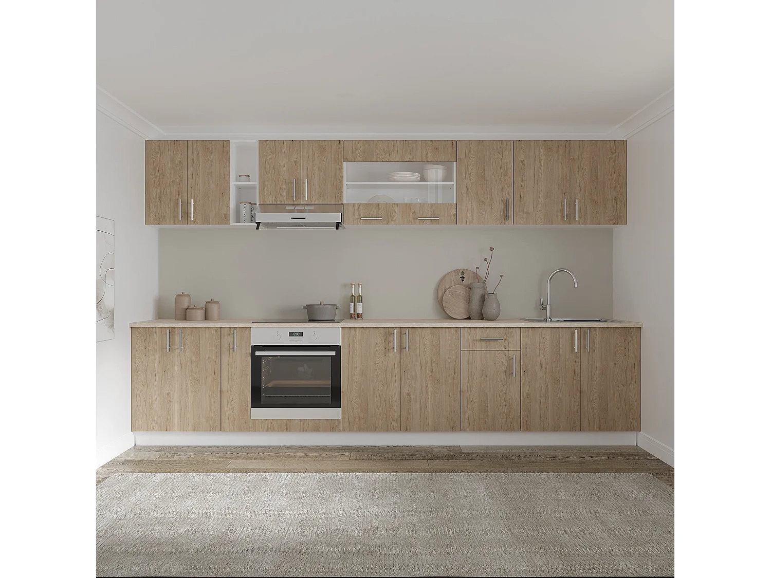 Spülenschrank Karo, 2 Türen, Naturholz/Weiß, 80 x 50 x 80 cm