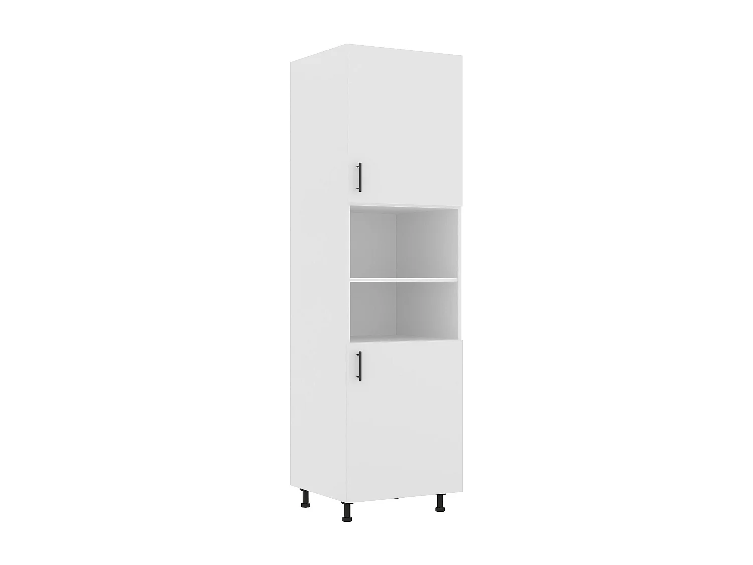 Mobile colonna haaus Karo, 2 ante, con spazio forno, Bianco, 60 x 57 x 210 cm