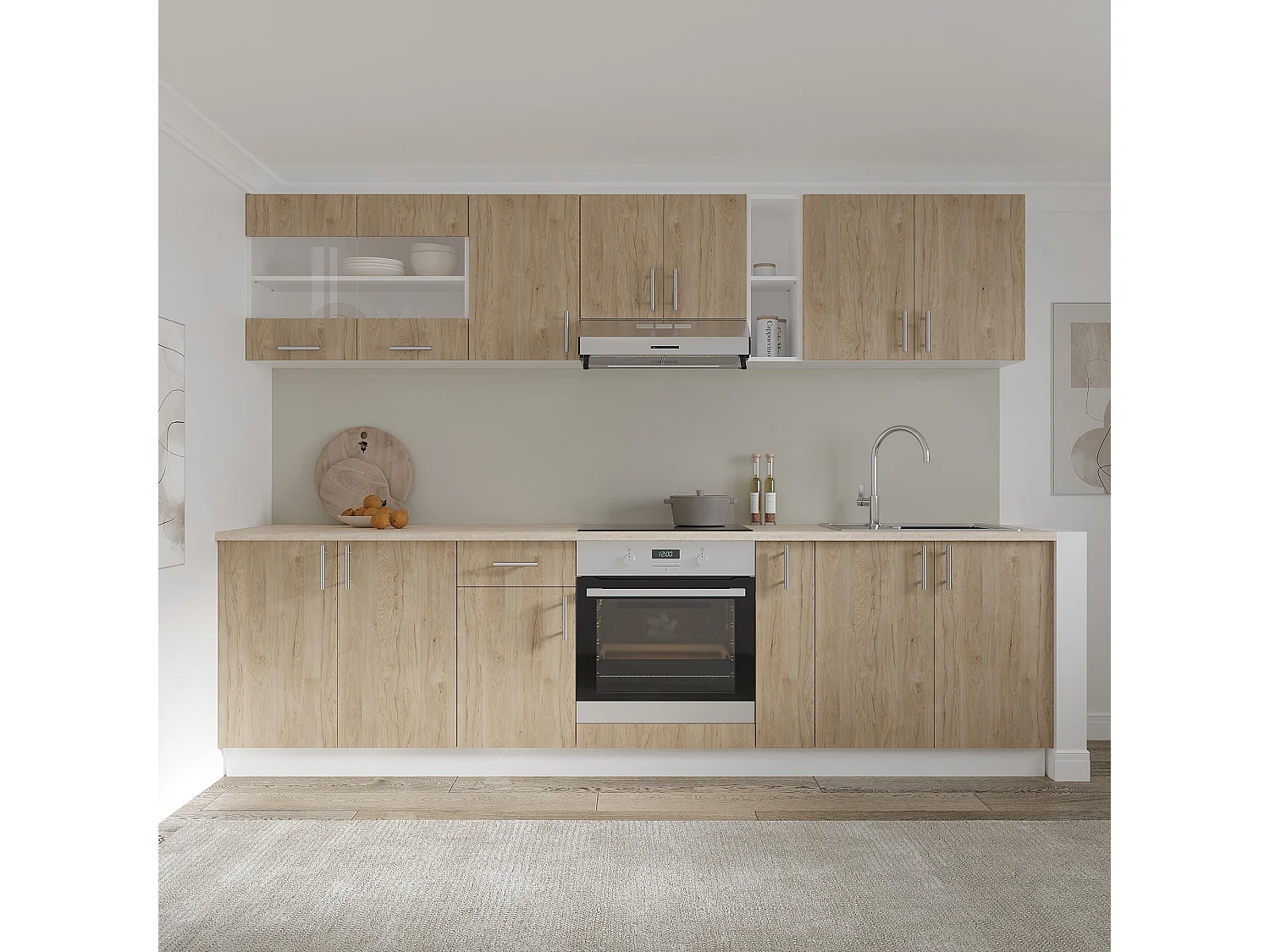 Colonna haaus Karo, 1 anta, Legno naturale/Bianco, 40 x 30 x 60 cm