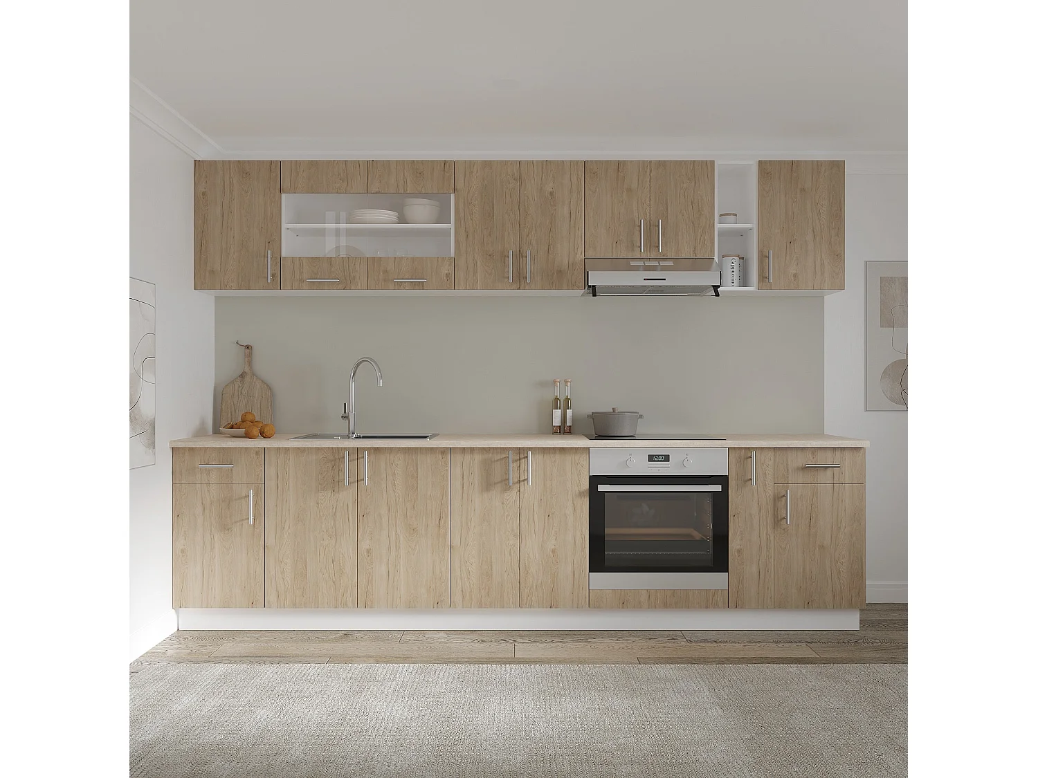 Mueble bajo Karo haaus, 2 puertas, Madera natural/blanca, 60 x 50 x 80 cm