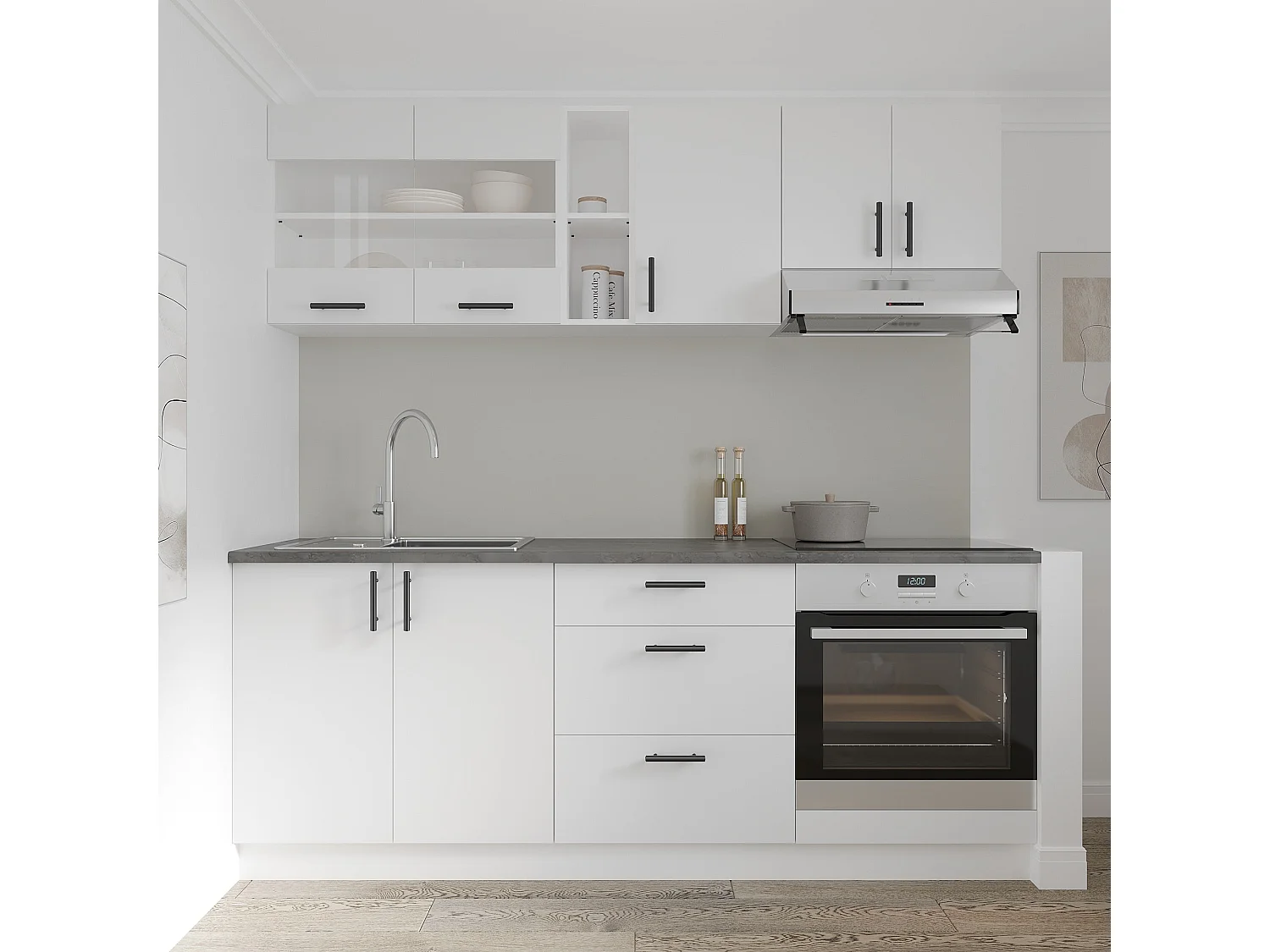 Oberschrank Karo, 1 Tür, Weiß, 40 x 30 x 60 cm