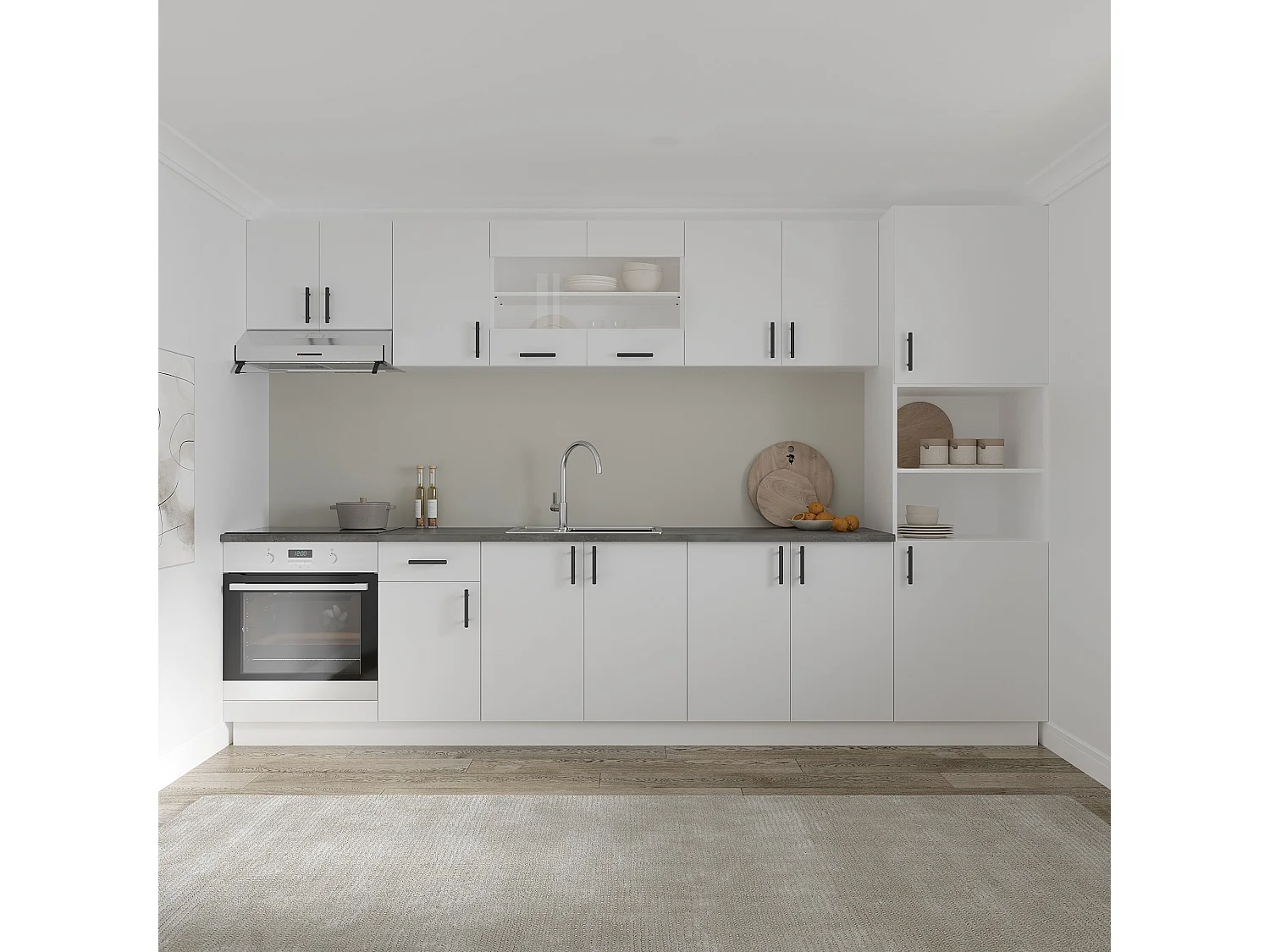 Mueble alto haaus Karo, 2 puertas de cristal, Blanco, 80 x 30 x 60 cm