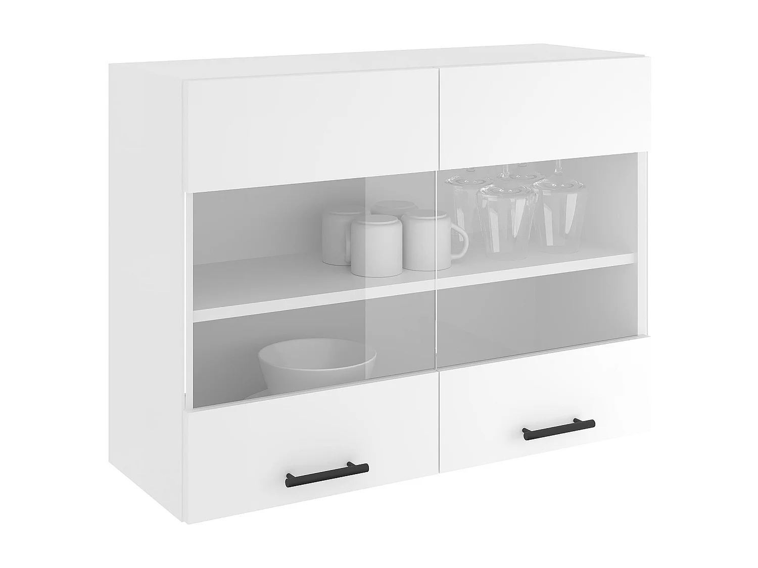 Armário alto Karo, 2 portas de vidro, branco, 80 x 30 x 60 cm