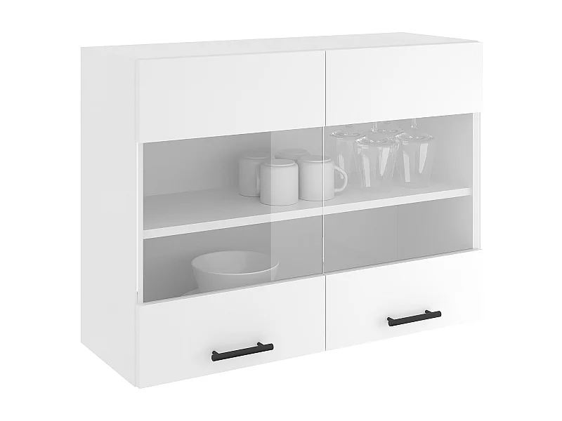 Armário alto Karo, 2 portas de vidro, branco, 80 x 30 x 60 cm