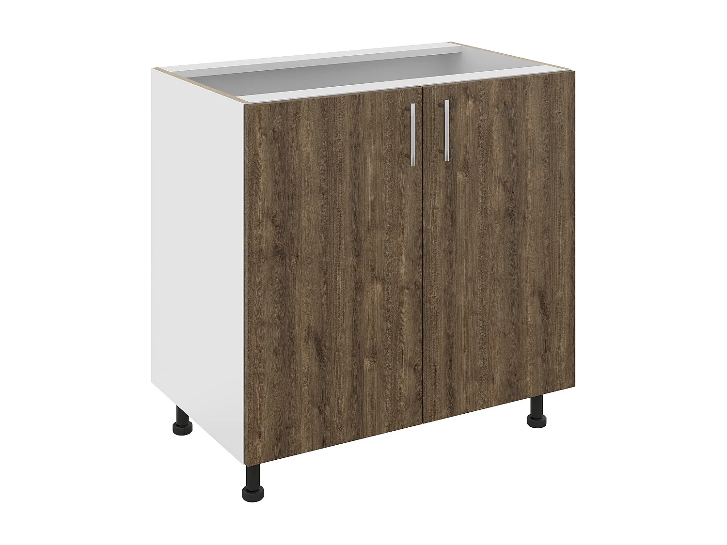 Onderkast Karo, 2 Deuren, Brons eiken/Wit, 80 x 50 x 80 cm