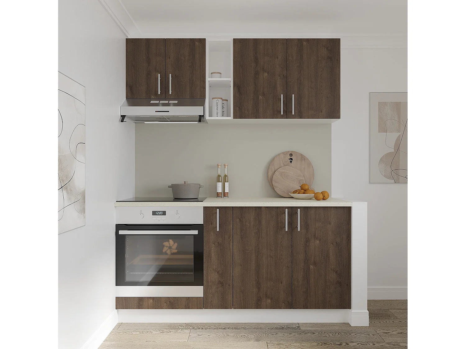 Onderkast Karo, 2 Deuren, Brons eiken/Wit, 80 x 50 x 80 cm