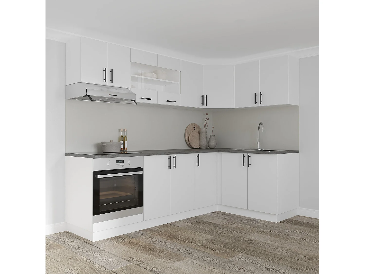 Eck-Oberschrank Karo, Weiß, 60 x 60 x 60 cm