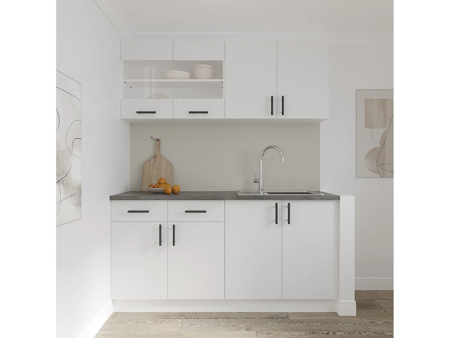 Mobile alto haaus Karo, 2 ante, Bianco, 80 x 30 x 60 cm