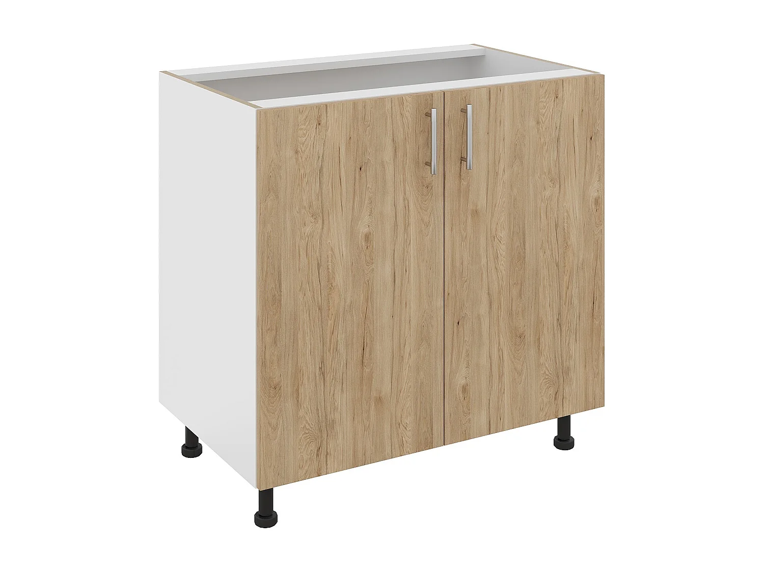 Base Karo haaus, 2 ante, Legno naturale/Bianco, 80 x 50 x 80 cm