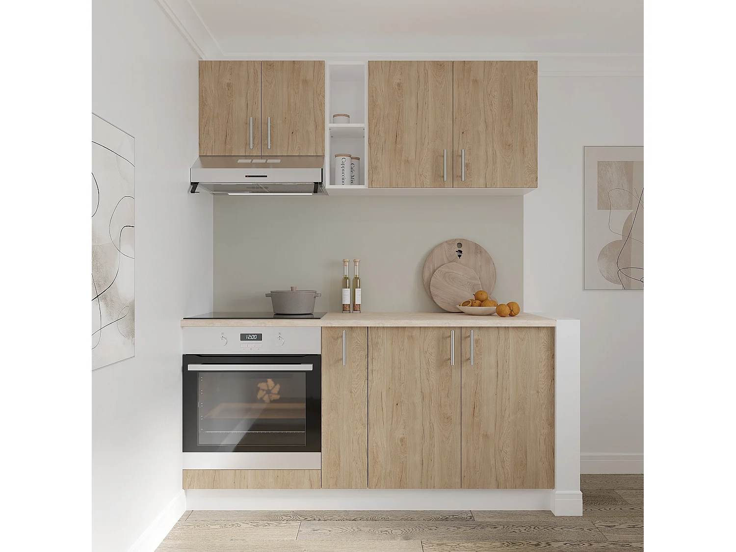 Base Karo haaus, 2 ante, Legno naturale/Bianco, 80 x 50 x 80 cm