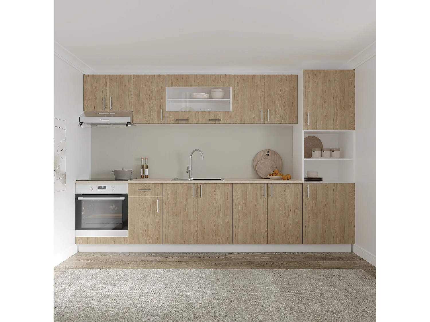 Mueble bajo Karo haaus, 2 puertas, Madera natural/Blanco, 80 x 50 x 80 cm