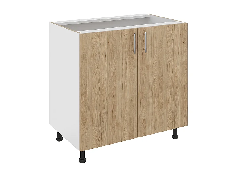 Base Karo haaus, 2 ante, Legno naturale/Bianco, 80 x 50 x 80 cm