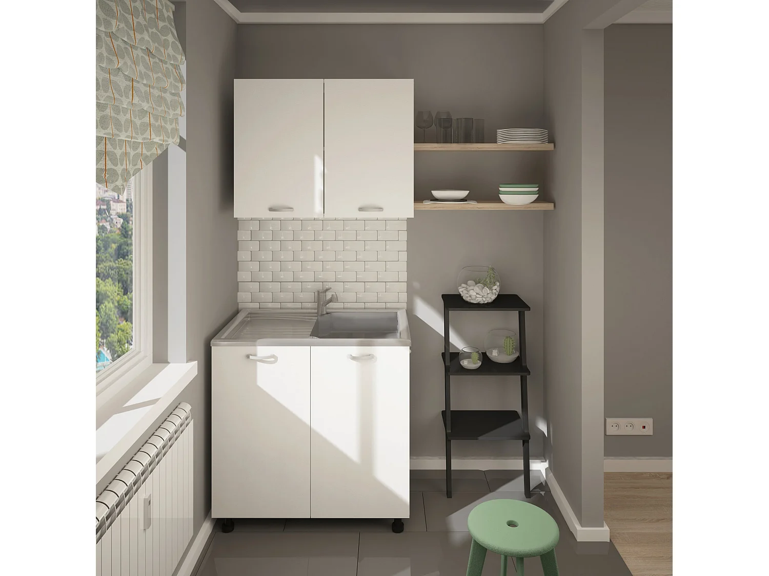 Meuble haut haaus Toro, Blanc, 80 x 35 x 60 cm
