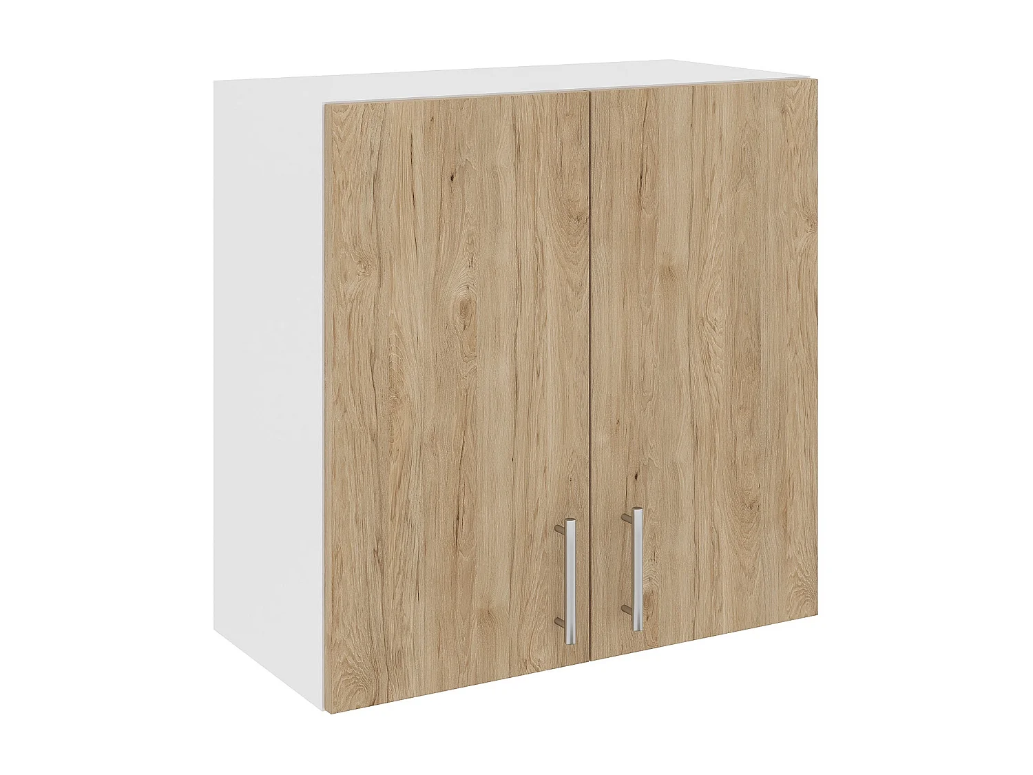 Meuble haut haaus Karo, 2 portes, Bois Naturel/Blanc, 60 x 30 x 60 cm