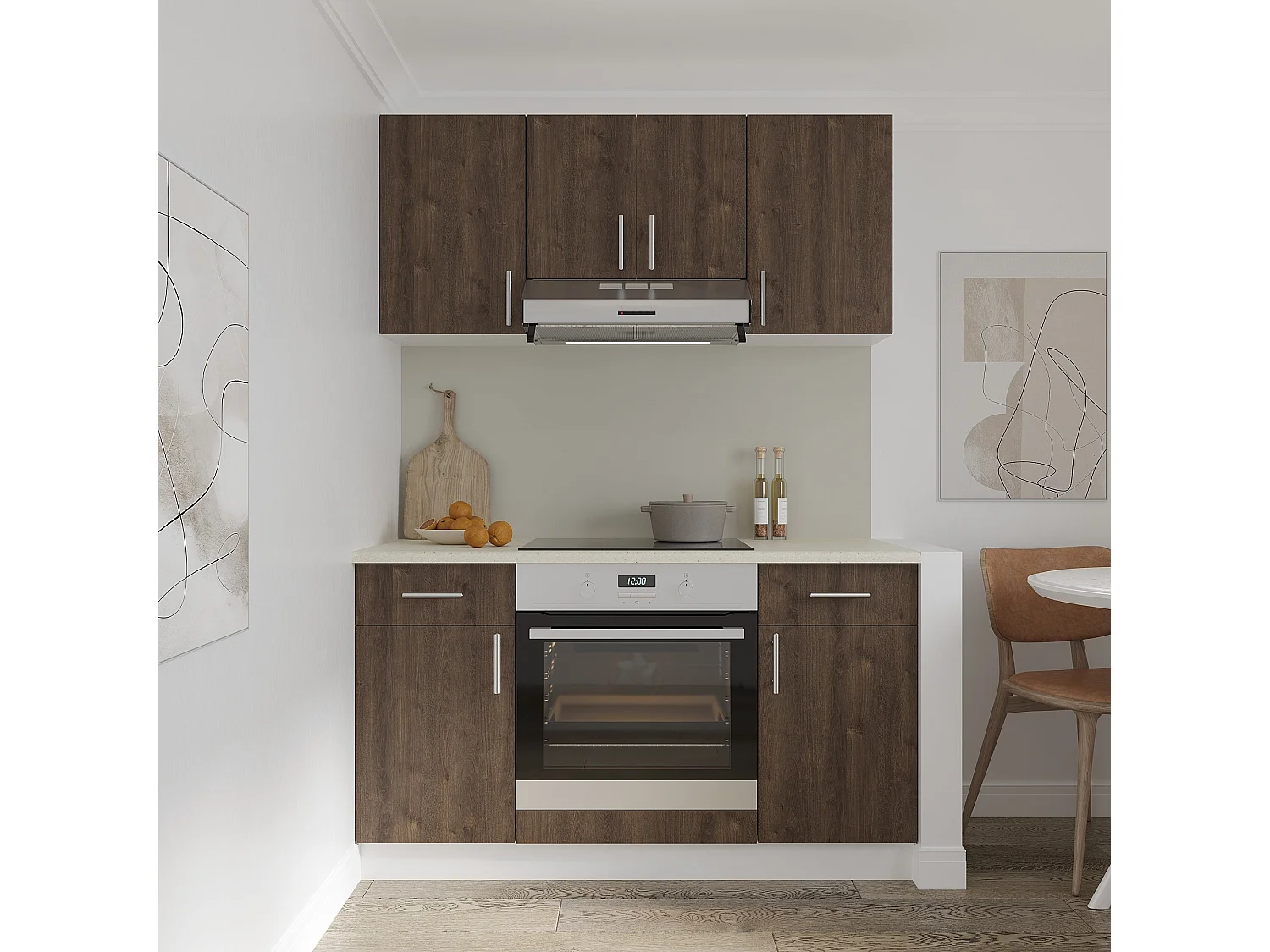 Meuble haut haaus Karo, 1 porte vitrée, Chêne Bronze/Blanc, 40 x 30 x 60 cm