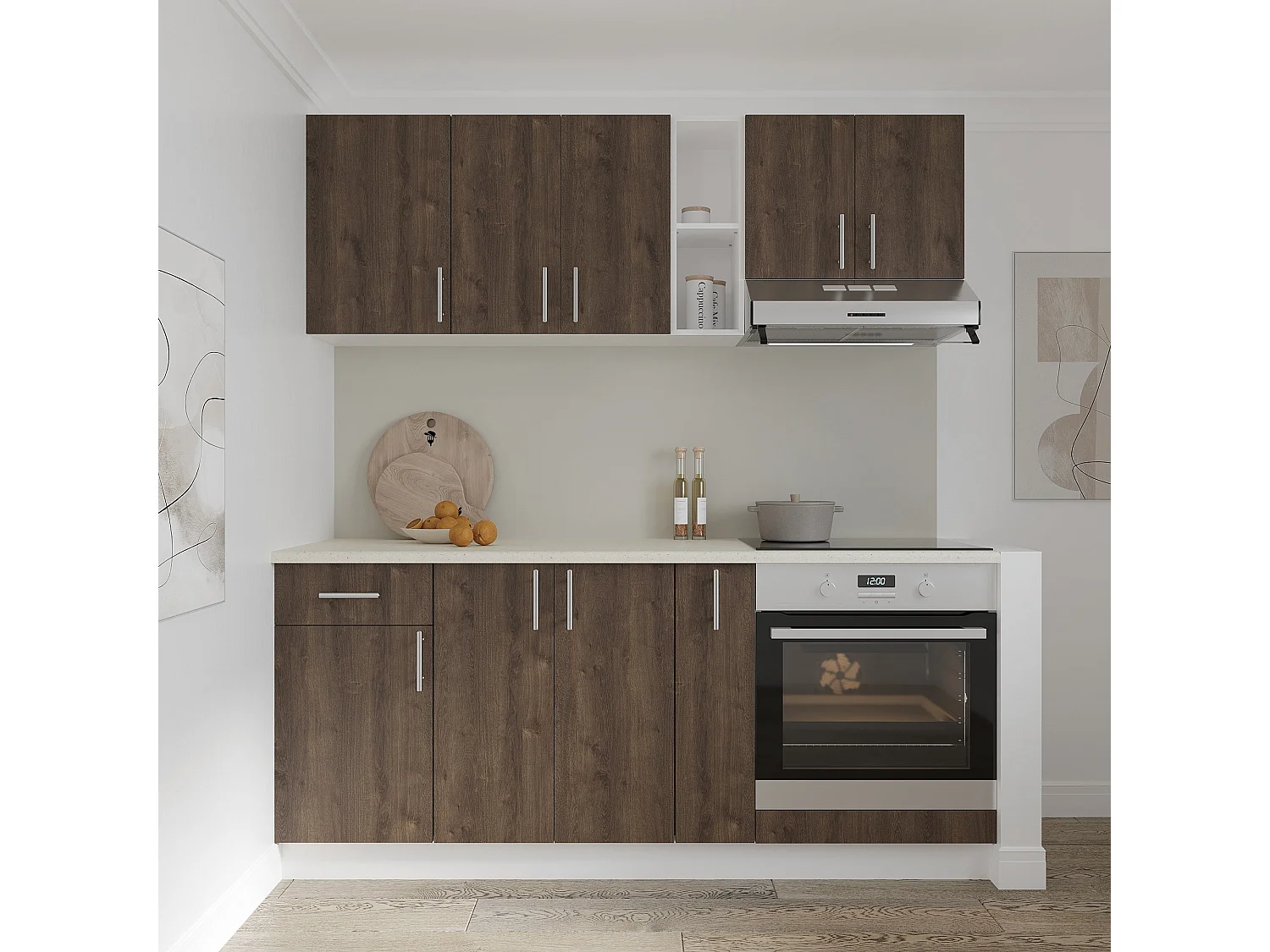 Bovenkast Karo, 1 Deur, met glas, Brons eiken/Wit, 40 x 30 x 60 cm