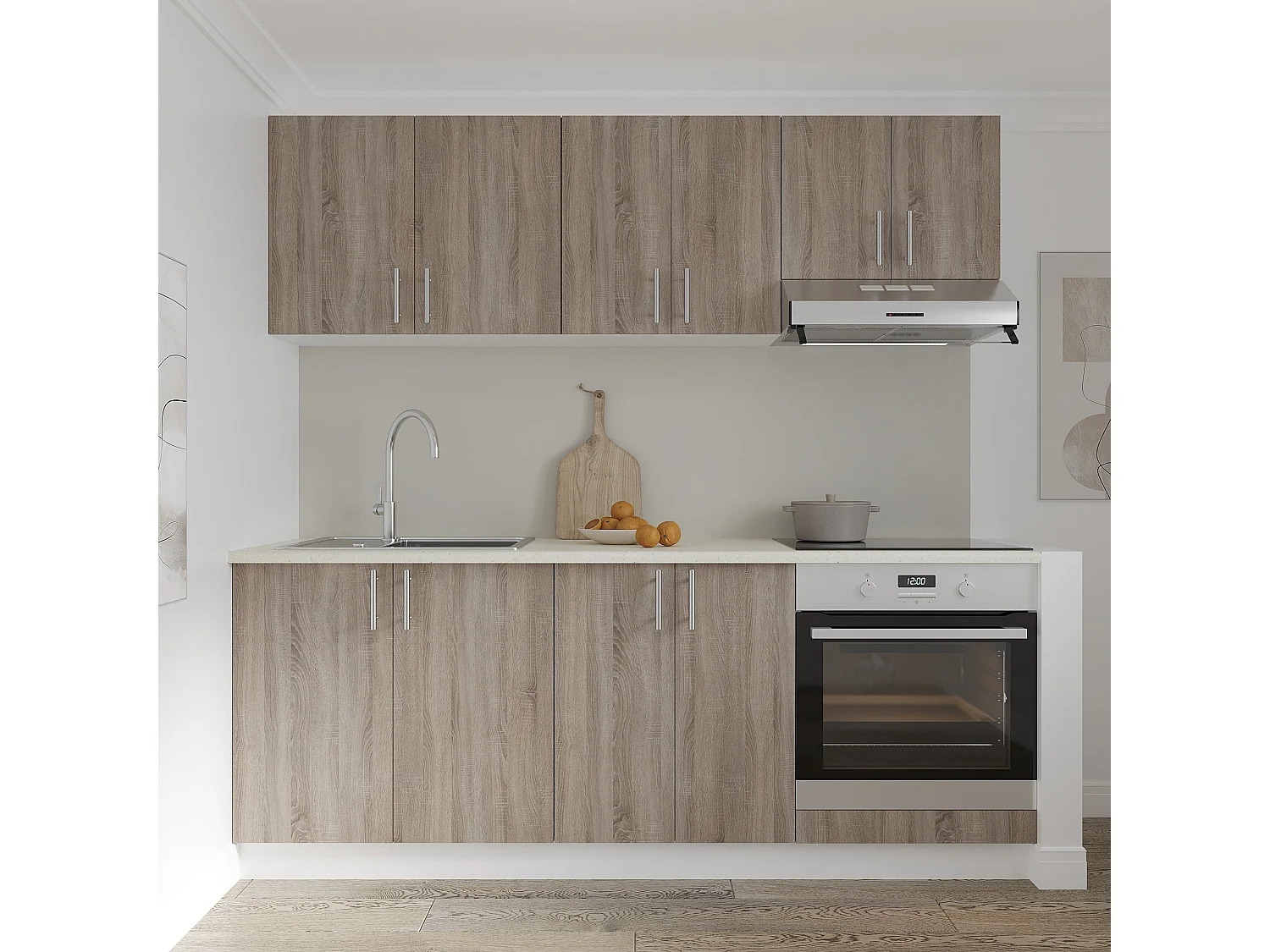 Mobile da forno haaus Karo, Rovere Sonoma scuro/Bianco, 60 x 50 x 80 cm