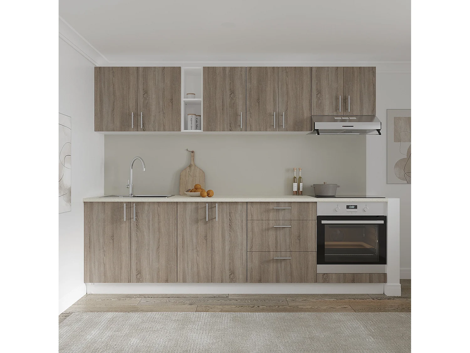 Meuble pour four haaus Karo, Chêne Sonoma Foncé/Blanc, 60 x 50 x 80 cm