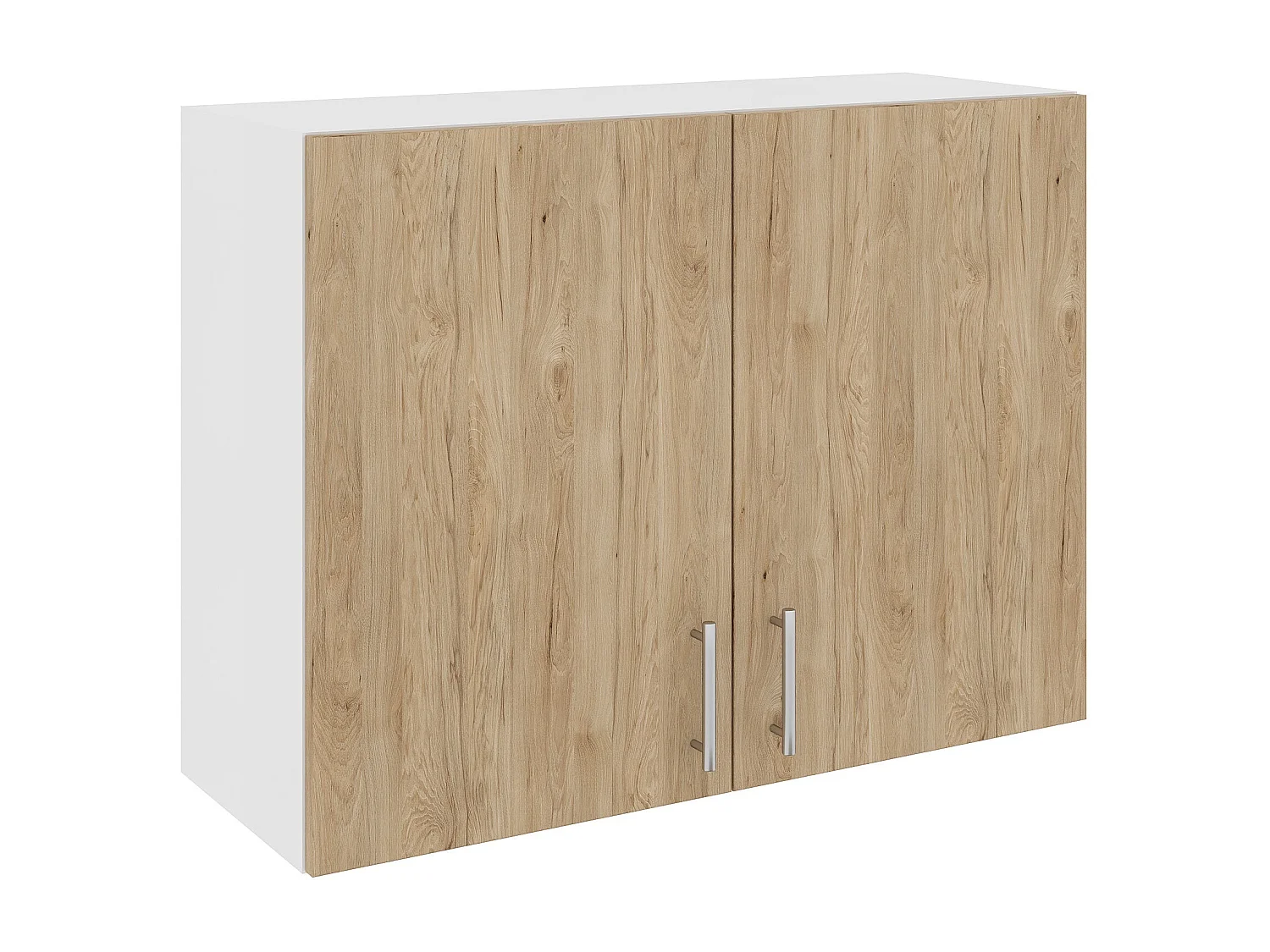 Meuble haut haaus Karo, 2 portes, Bois Naturel/Blanc, 80 x 30 x 60 cm