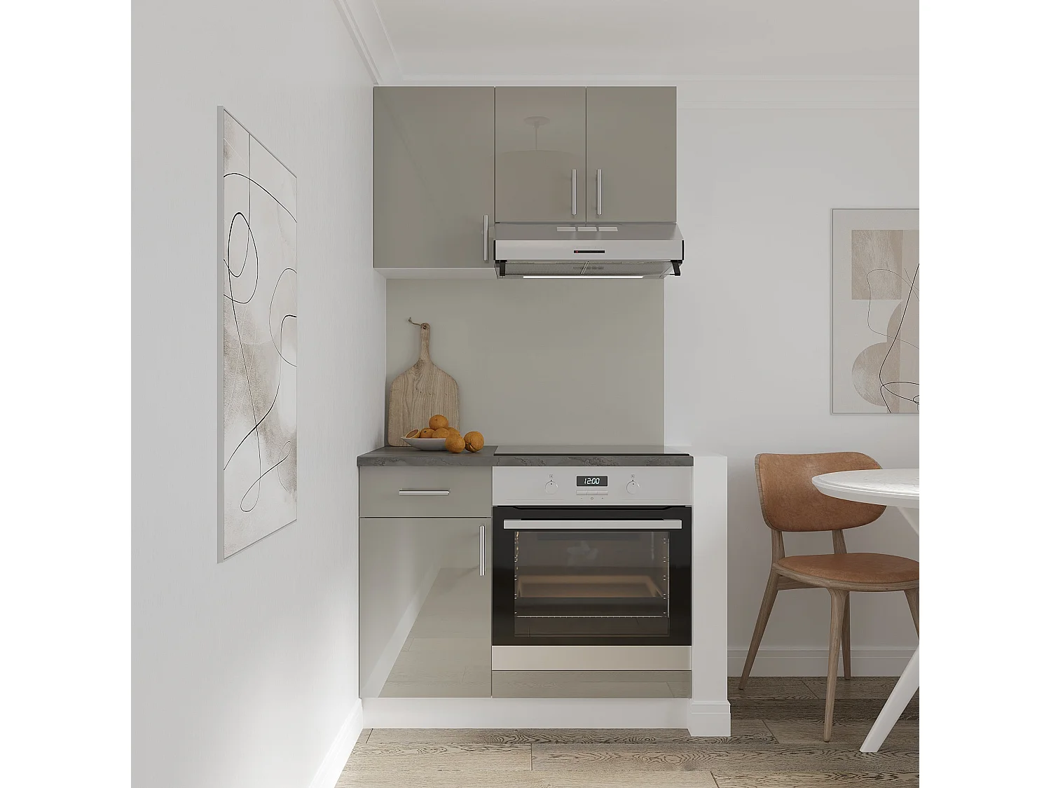 Meuble pour hotte haaus Karo, Gris Brillant/Blanc, MDF, 60 x 30 x 45 cm