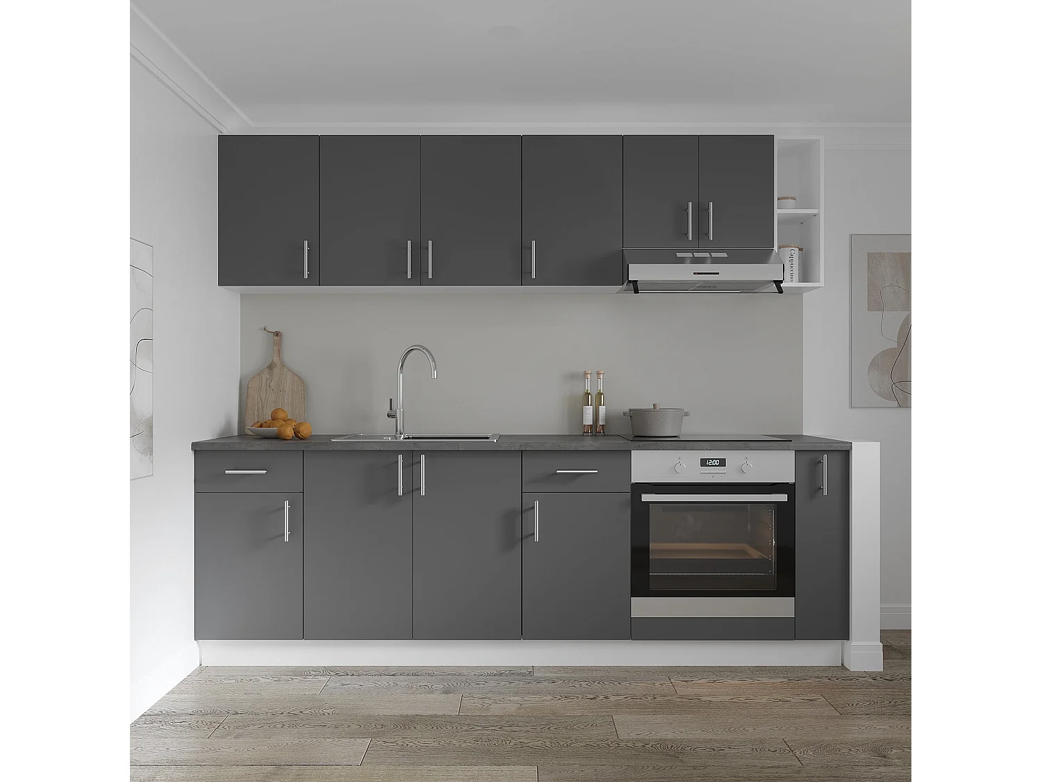 Cache-syphon haaus Karo, 2 portes, Anthracite/Blanc, 80 x 50 x 80 cm