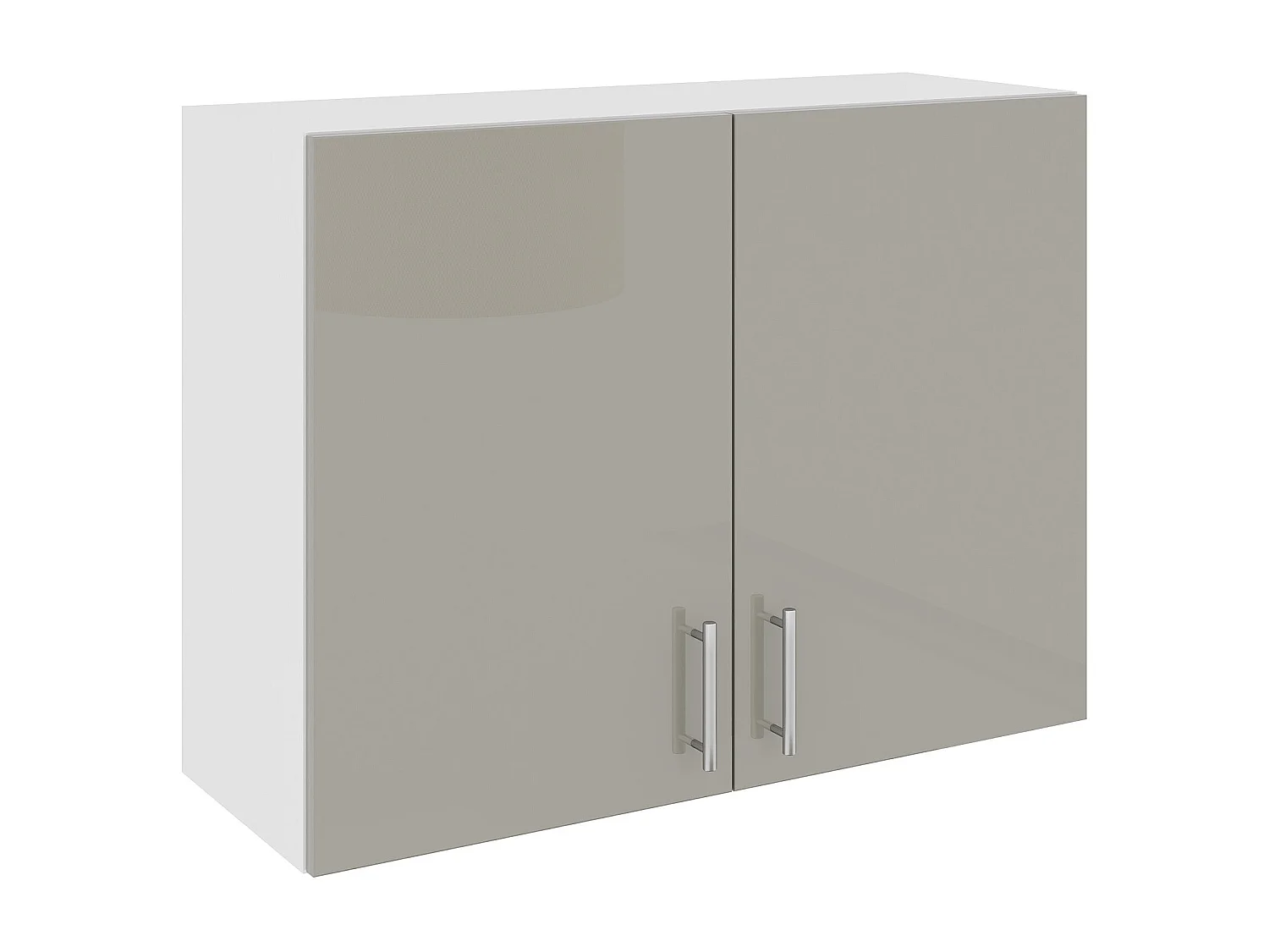 Meuble haut haaus Karo, 2 portes, Gris Brillant/Blanc, MDF, 80 x 30 x 60 cm