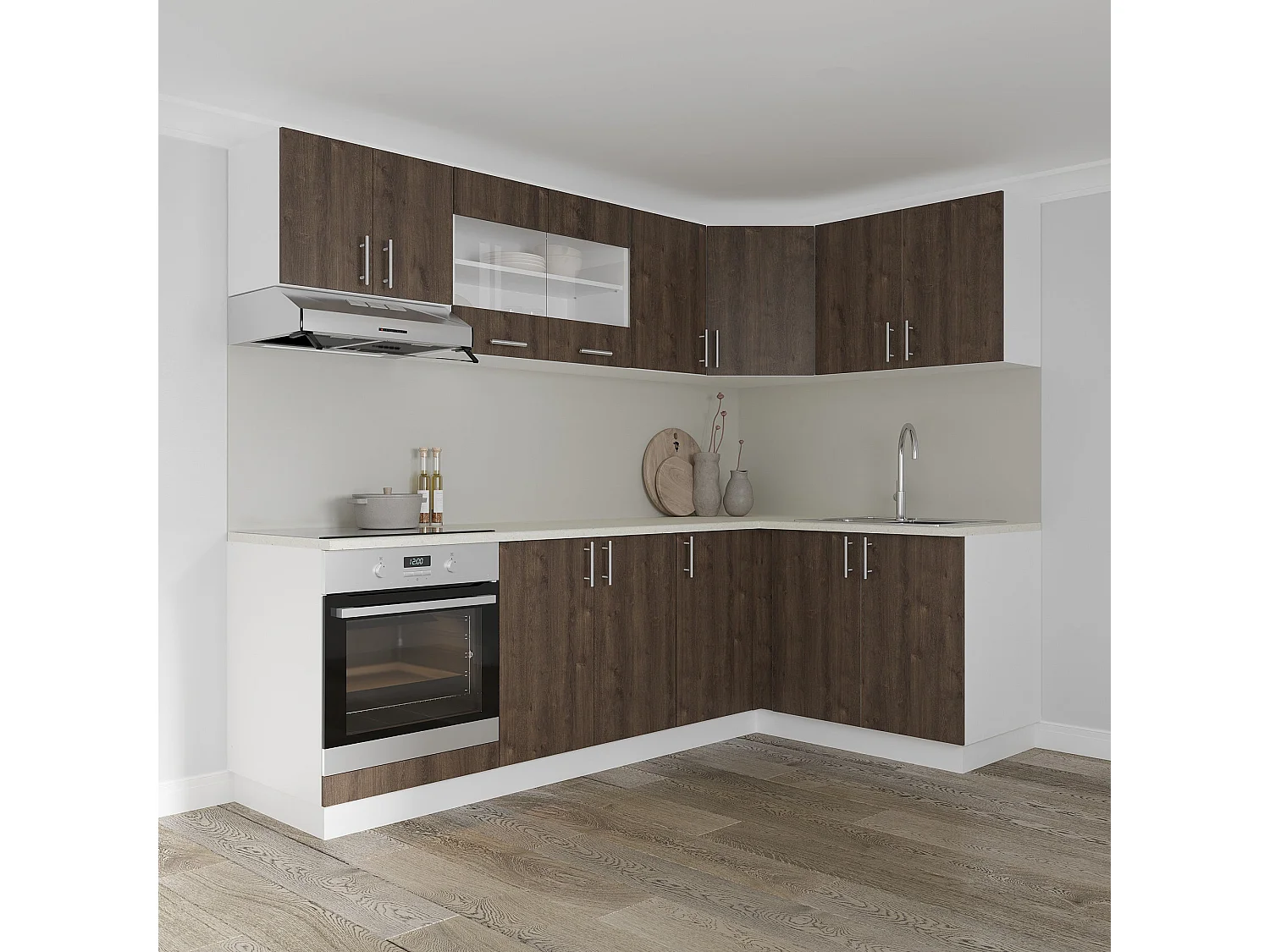 Mobile angolare Karo haaus, Rovere Bronzo/Bianco, 98 x 50 x 80 cm