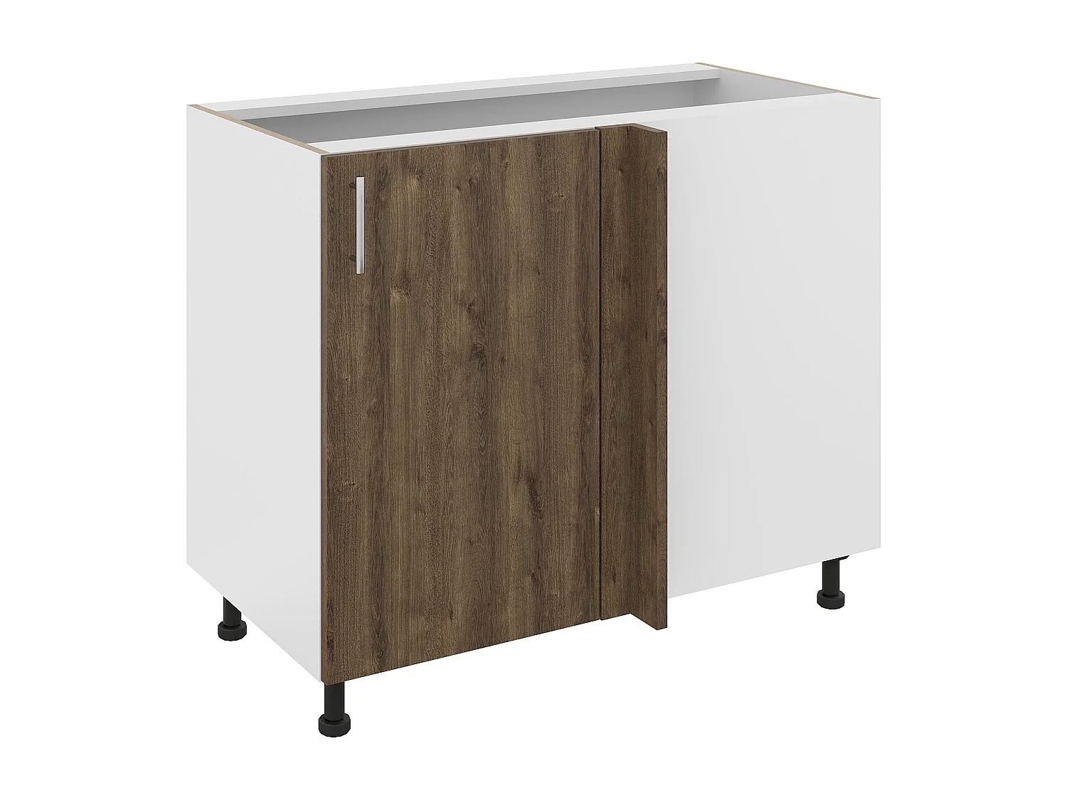 haaus Móvel base de canto Karo, Carvalho Bronze/Branco, 98 x 50 x 80 cm