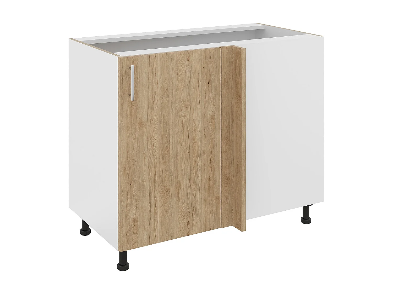 Eck-Unterschrank Karo, Naturholz/Weiß, 98 x 50 x 80 cm