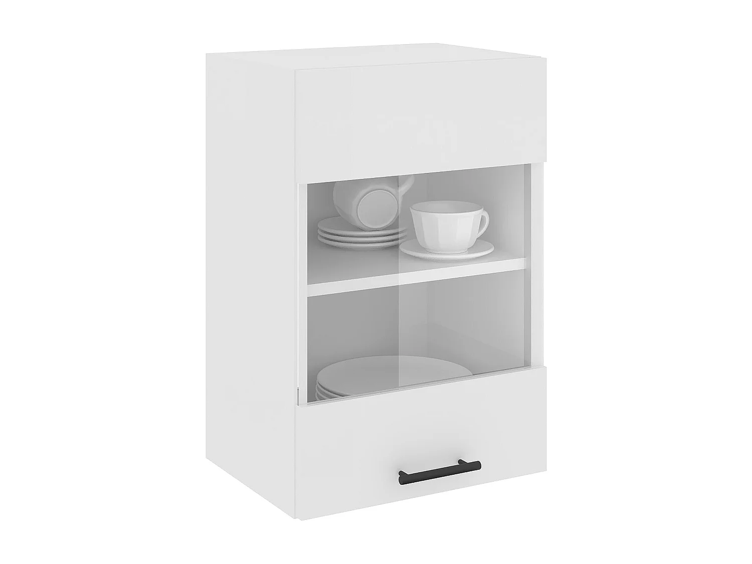 Oberschrank Karo, 1 Tür, mit Glas, Weiß, 40 x 30 x 60 cm