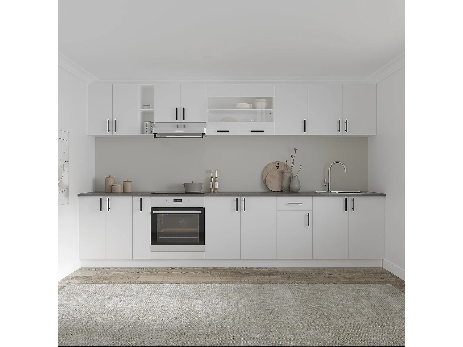 Bovenkast Karo, 1 Deur, met glas, Wit, 40 x 30 x 60 cm