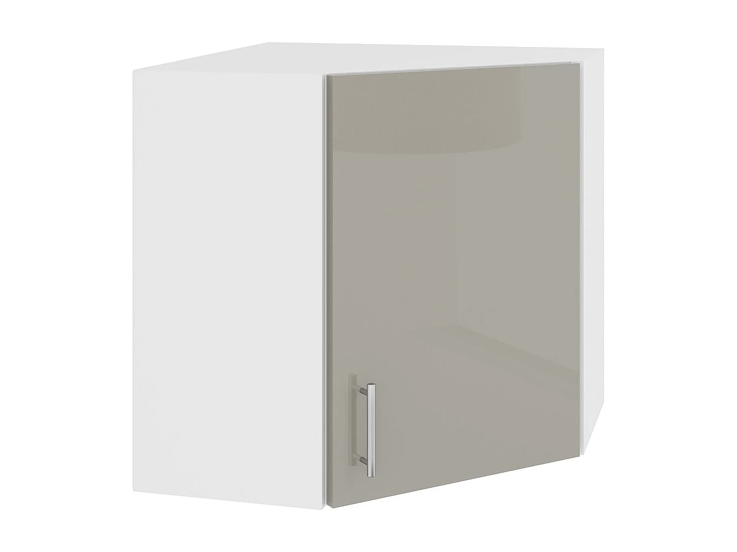Eck-Oberschrank Karo, Hochglanz Grau/Weiß, MDF, 60 x 60 x 60 cm