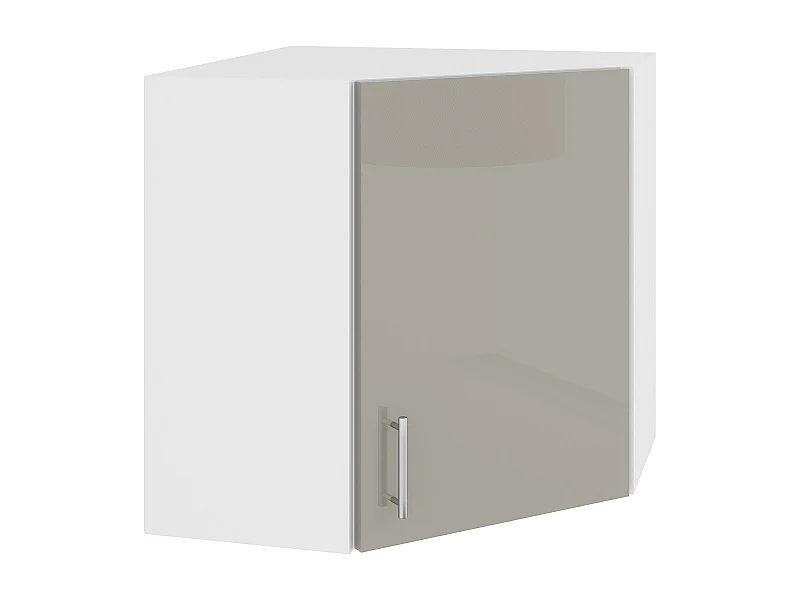 Eck-Oberschrank Karo, Hochglanz Grau/Weiß, MDF, 60 x 60 x 60 cm
