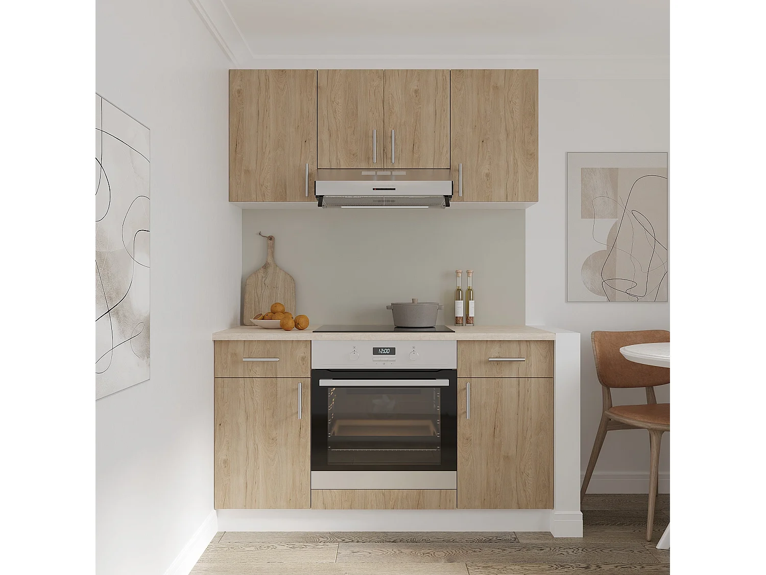 Mobile alto haaus Karo, 1 anta in vetro, legno naturale/bianco, 40 x 30 x 60 cm