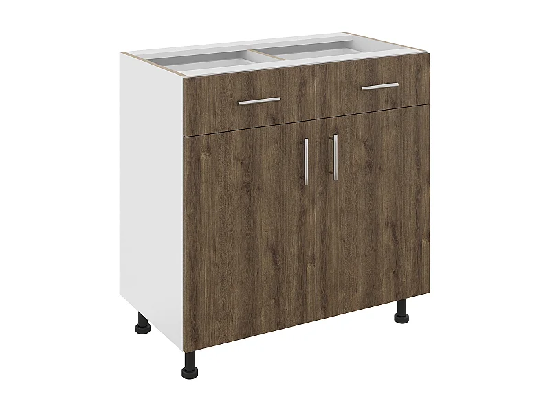 Móvel base haaus Karo, 2 gavetas, 2 portas, Carvalho Bronze/Branco, 80 x 50 x 80 cm