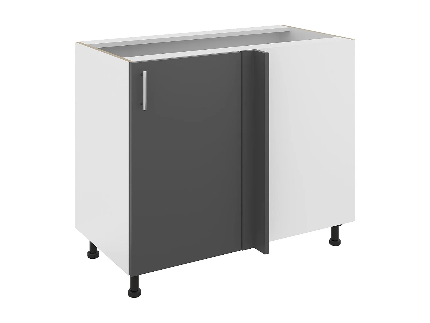 Meuble bas d'angle haaus Karo, Anthracite/Blanc, 98 x 50 x 80 cm