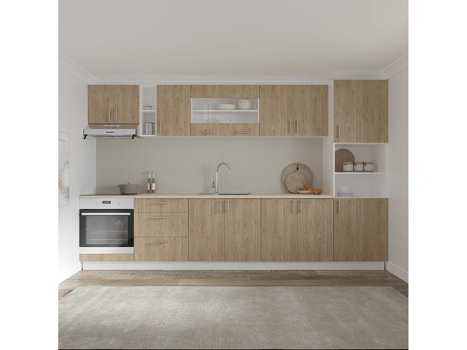 Colonna Hotte haaus Karo, Legno naturale/Bianco, 60 x 30 x 45 cm