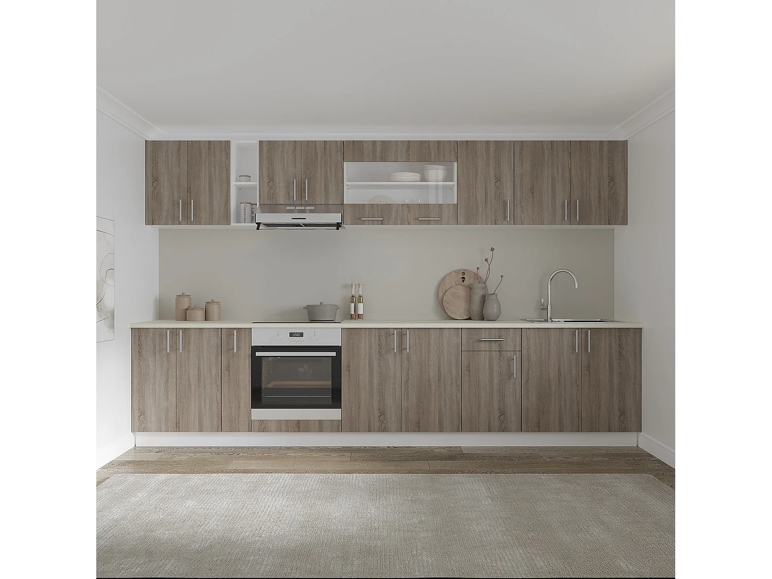 Mobile base Karo haaus, 3 cassetti, Rovere Sonoma scuro/Bianco, 60 x 50 x 80 cm