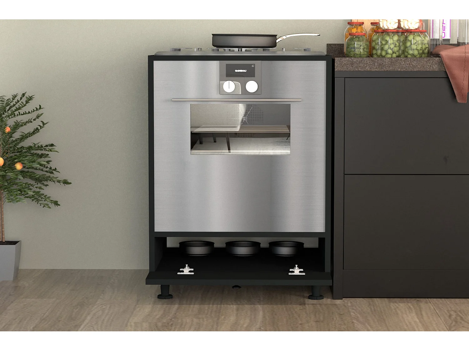 Móvel Para Forno haaus Yukon, Preto, 60 x 58 x 87 cm