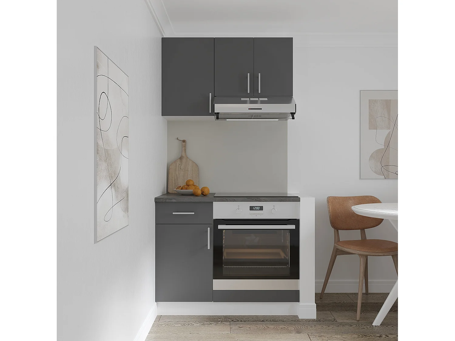 Meuble pour four haaus Karo, Anthracite/Blanc, 60 x 50 x 80 cm