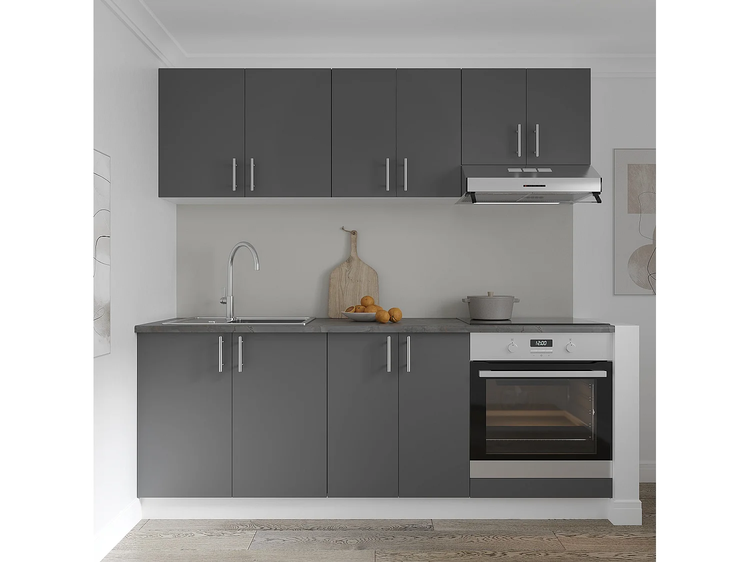 Meuble pour four haaus Karo, Anthracite/Blanc, 60 x 50 x 80 cm