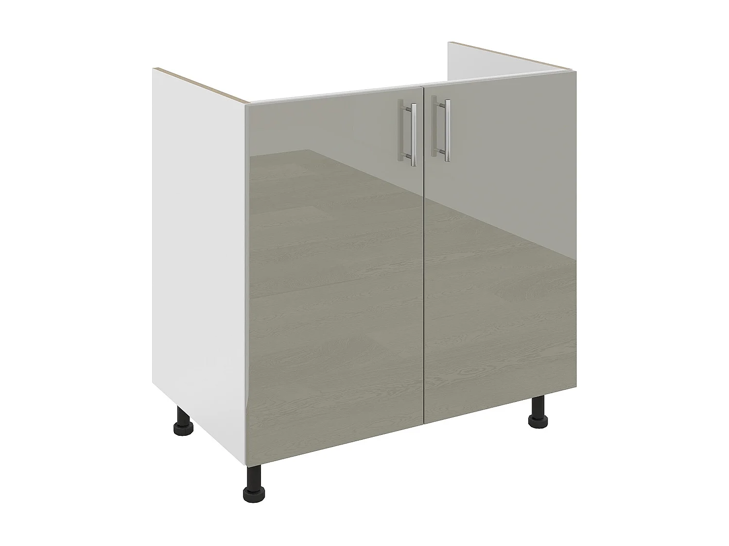 Spülenschrank Karo, 2 Türen, Hochglanz Grau/Weiß, MDF, 80 x 50 x 80 cm