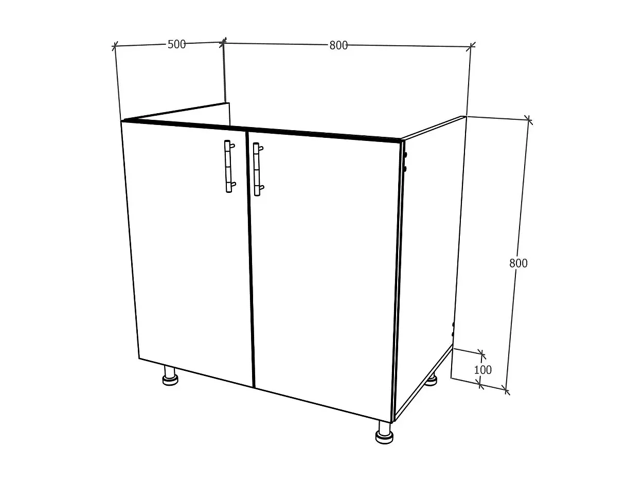 Meuble sous-évier haaus Karo, 2 portes, Gris Brillant/Blanc, MDF, 80 x 50 x 80 cm