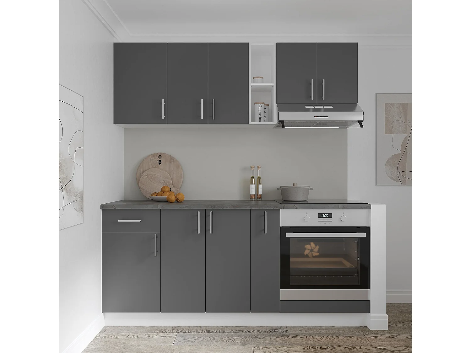 Colonna haaus Karo, 1 anta in vetro, Antracite/Bianco, 40 x 30 x 60 cm