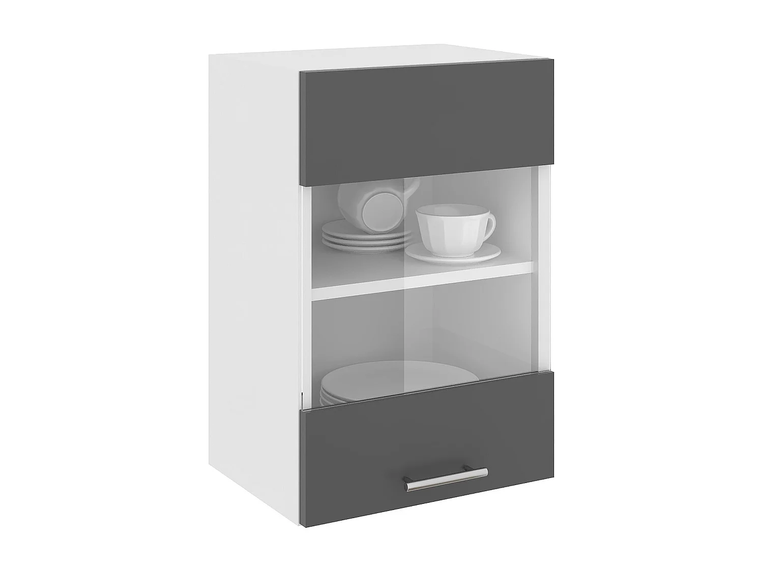 Mueble alto haaus Karo, 1 puerta de cristal, Antracita/Blanco, 40 x 30 x 60 cm